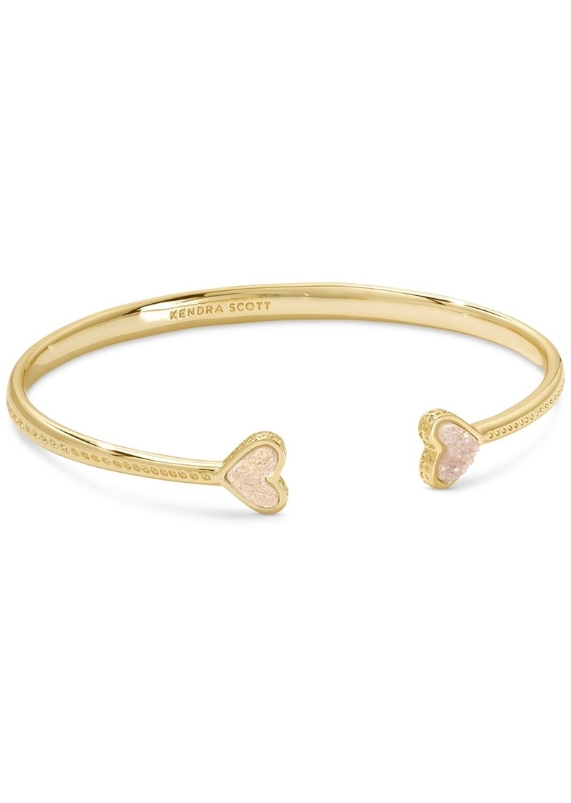 Kendra Scott Gold-Tone Iridescent Drusy Heart Cuff Bangle Bracelet - Gold Iride