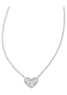 "Kendra Scott Gold-Tone Pave Heart 19"" Adjustable Pendant Necklace - White Crystal"