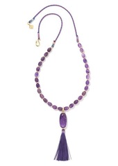 Kendra Scott Insley Tassel Pendant Necklace in Gold Purple Mix at Nordstrom
