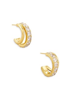 Kendra Scott Livy Pave Double Row Huggie Hoop Earrings in 14K Gold Plate