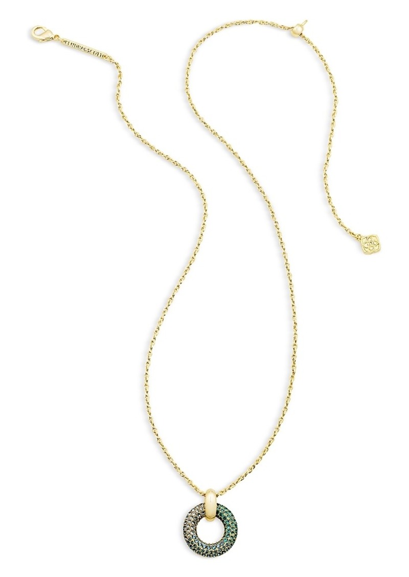 Kendra Scott Mikki Ombre Pave Short Pendant Necklace in 14K Gold Plated, 19