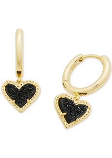 Kendra Scott Pave & Colored Heart Charm Huggie Hoop Earrings - Gold Black