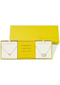 Kendra Scott Silver-Tone 2-Pc. Set Mother of Pearl & Pave Large & Small Mini Elisa Pendant Necklaces - Silver/Ivory Mother Of Pearl