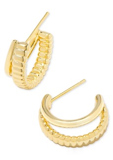 "Kendra Scott Small Smooth & Textured Double-Row Hoop Earrings, 0.72"" - Gold Metal"