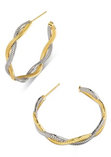 "Kendra Scott Two-Tone Medium Interwoven Herringbone Chain C-Hoop Earrings, 1.4"" - Mixed Meta"