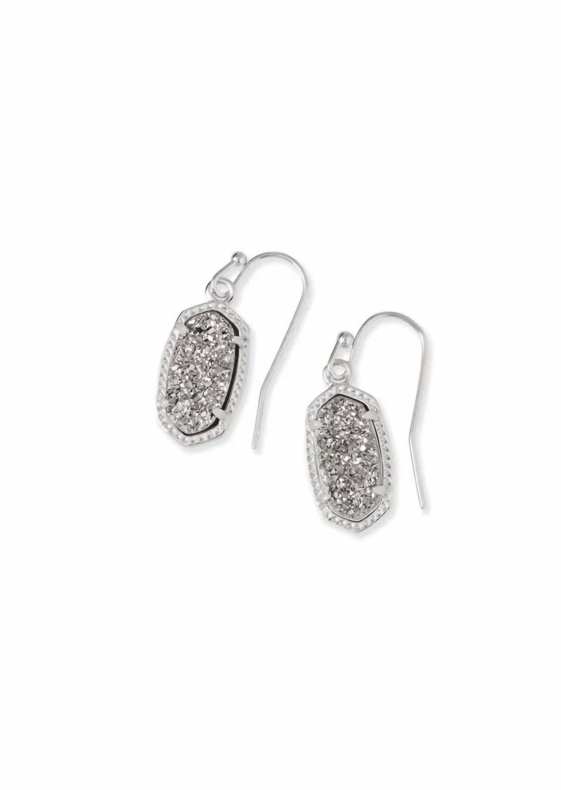 Kendra Scott Lee Silver Drop Earrings In Platinum Drusy