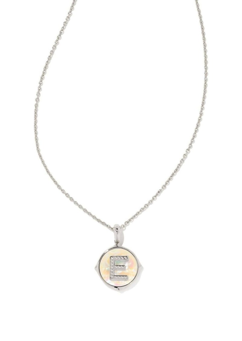 Kendra Scott Letter E Disc Reversable Pendant Necklace In Silver