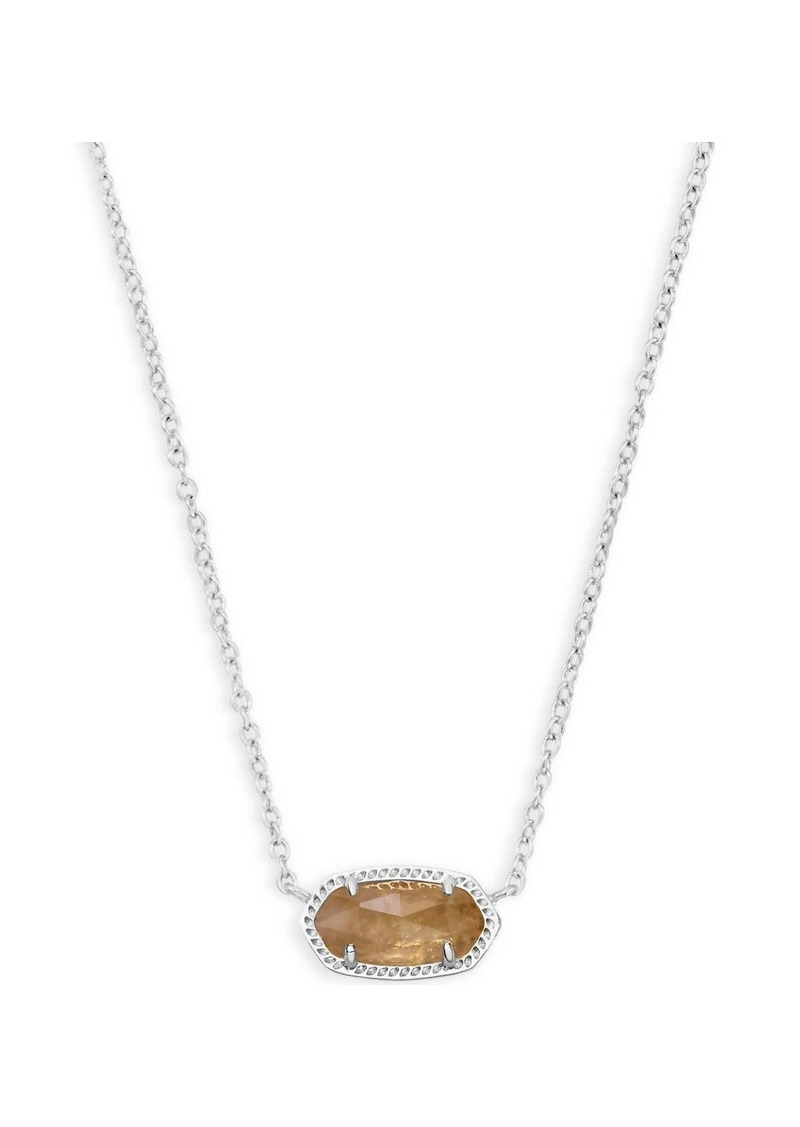 Kendra Scott Quartz Elisa Pendant Necklace In Rhodium Orange Citrine