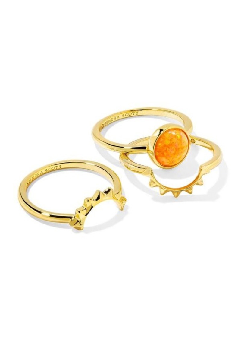 Kendra Scott Sienna 3-Piece 14K Goldplated & Opal Sun Ring