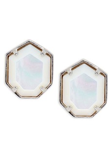 Kendra Scott Taylor Rhodium Plated & Mother of Pearl Stud Earrings