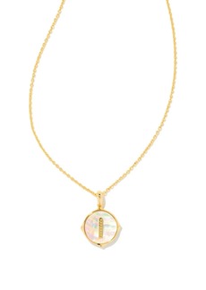 Kendra Scott Women'a Letter I Disc Pendant Necklace In Gold Iridescent Abalone