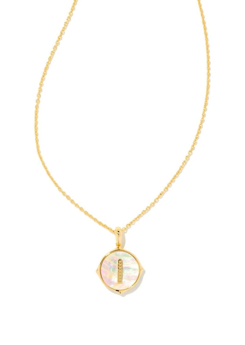 Kendra Scott Women'a Letter I Disc Pendant Necklace In Gold Iridescent Abalone