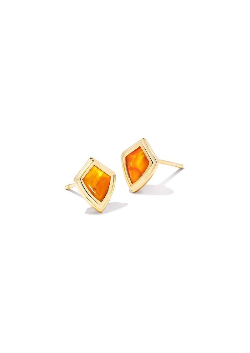 Kendra Scott Women's Monica Gold Stud Earrings In Marbled Amber Illusion