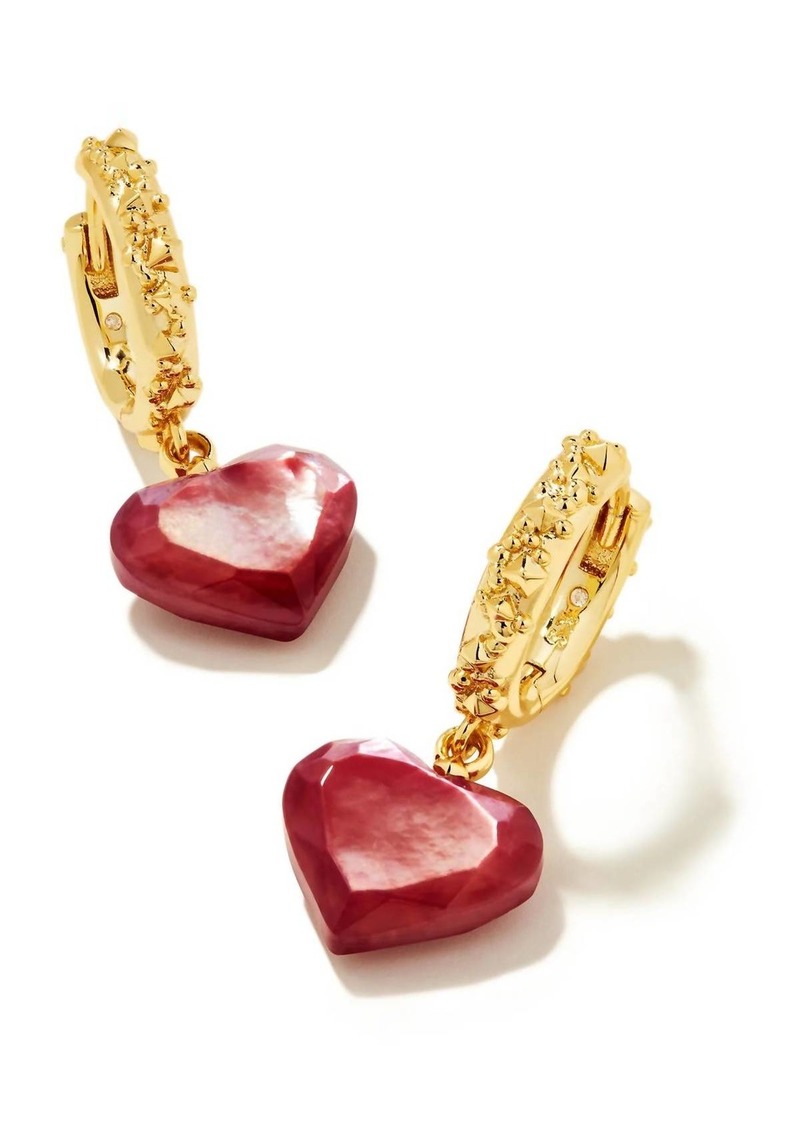 Kendra Scott Women's Penny Heart Huggie In Mulberry Mother-Of-Pearl