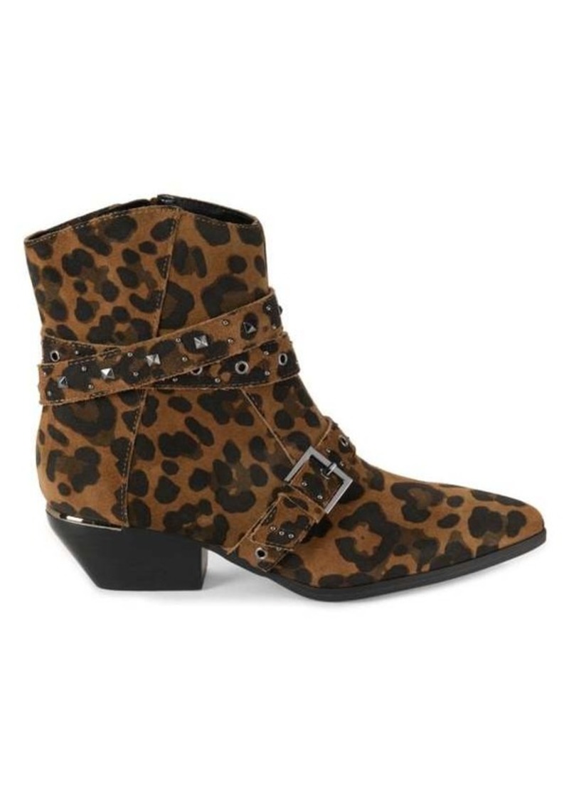 Kenneth Cole Animal Print Studded Leather Boots