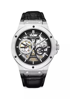 Kenneth Cole Automatic Stainless Steel & Leather Skeleton Watch/43MM