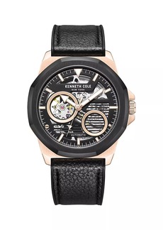 Kenneth Cole Automatic Stainless Steel & Leather Skeleton Watch/45MM
