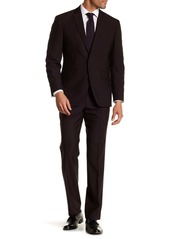 Kenneth Cole Burgundy Solid Two Button Notch Lapel Performance Stretch Slim Fit Suit