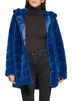 Kenneth Cole Channel Quilted Faux Fur Coat