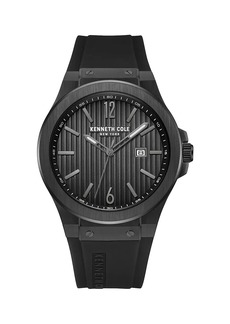 Kenneth Cole Classic Black Stainless Steel & Silicone Strap Watch/43MM