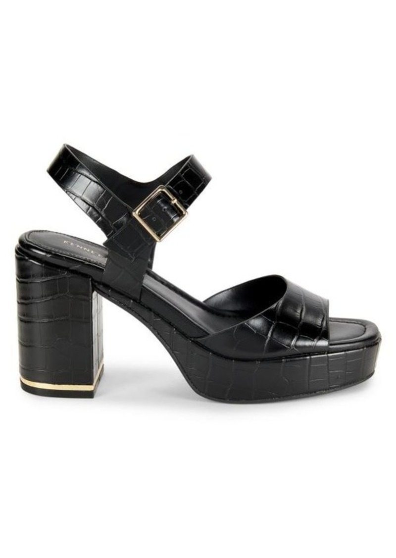 Kenneth Cole Darla Croc Embossed Leather Sandals