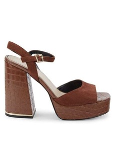 Kenneth Cole Dolly Suede & Croc Embossed Leather Sandals