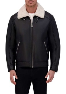 Kenneth Cole Faux Leather Bomber Jacket