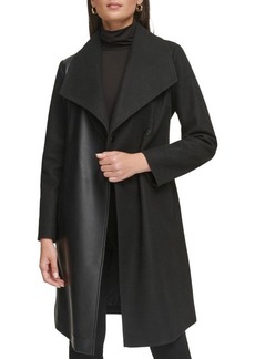 Kenneth Cole Faux Leather Wrap Coat