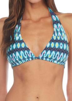 Kenneth Cole Ikat In The Act Tie Twist Front Bandeau Tankini Top In Teal