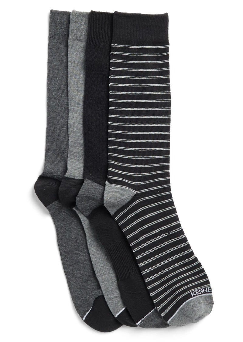 Kenneth Cole 4-Pack Herringbone Crew Socks in Black at Nordstrom Rack