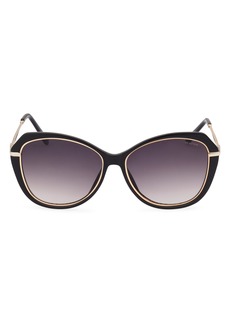 Kenneth Cole 57mm Gradient Geometric Sunglasses in Shiny Black /Gradient Smoke at Nordstrom Rack