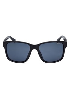 Kenneth Cole 57mm Square Sunglasses in Shiny Black /Smoke at Nordstrom Rack