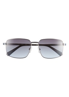Kenneth Cole 58mm Pilot Sunglasses in Shiny Light Nickeltin /Blue at Nordstrom Rack