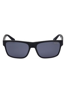 Kenneth Cole 58mm Rectangular Sunglasses in Shiny Black /Smoke at Nordstrom Rack