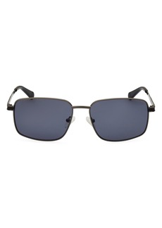 Kenneth Cole 58mm Rectangular Sunglasses in Shiny Dark Nickeltin /Smoke at Nordstrom Rack