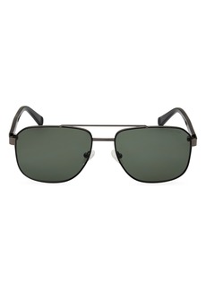 Kenneth Cole 59mm Pilot Sunglasses in Shiny Dark Nickeltin /Green at Nordstrom Rack