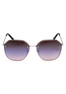 Kenneth Cole 60mm Round Sunglasses in Shiny Nickel/Bordeaux at Nordstrom Rack