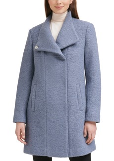 Kenneth Cole Asymmetrical Boucle Walker Coat - Periwinkle