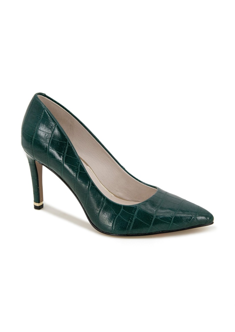 Kenneth Cole Aundrea Pointed Toe Pump in Emerald Croco at Nordstrom Rack