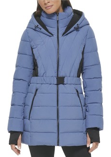 Kenneth Cole Belted Stretch Puffer Coat