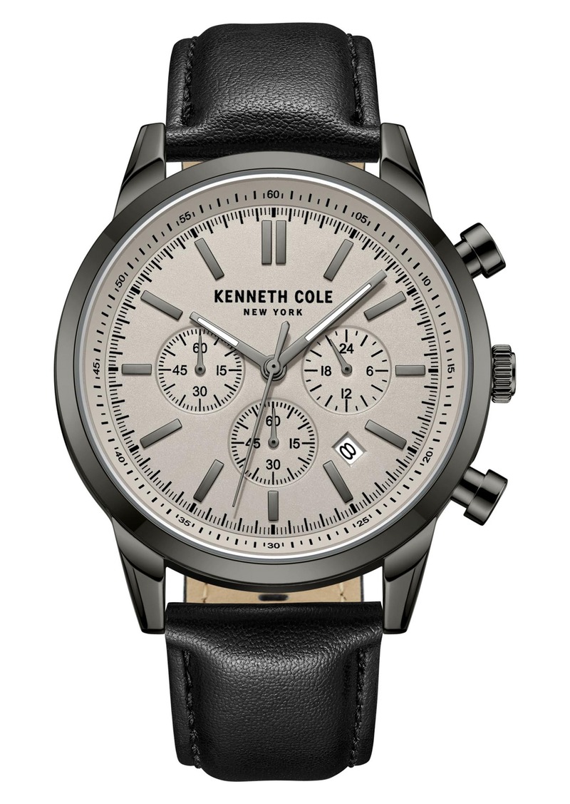 Kenneth Cole Chronograph Leather Strap Watch