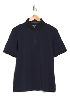 Kenneth Cole Contrast Collar Stretch Cotton Polo in Navy at Nordstrom Rack