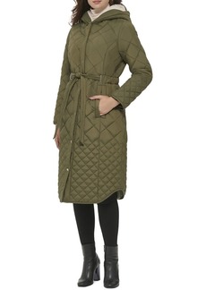 Kenneth Cole Long Belted Quilted Coat