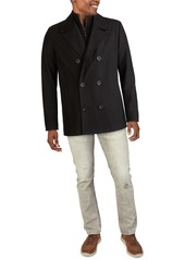 Kenneth Cole Men's Big & Tall Double-Breasted Wool-Blend Peacoat