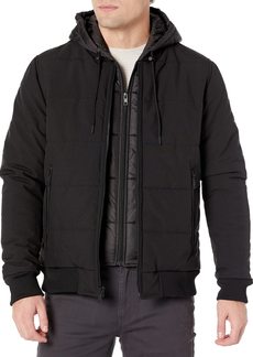KENNETH COLE Men's Bomber Rib Knit Trim Jacket HORIZONTAL QUILTED BLACK XX-LARGE