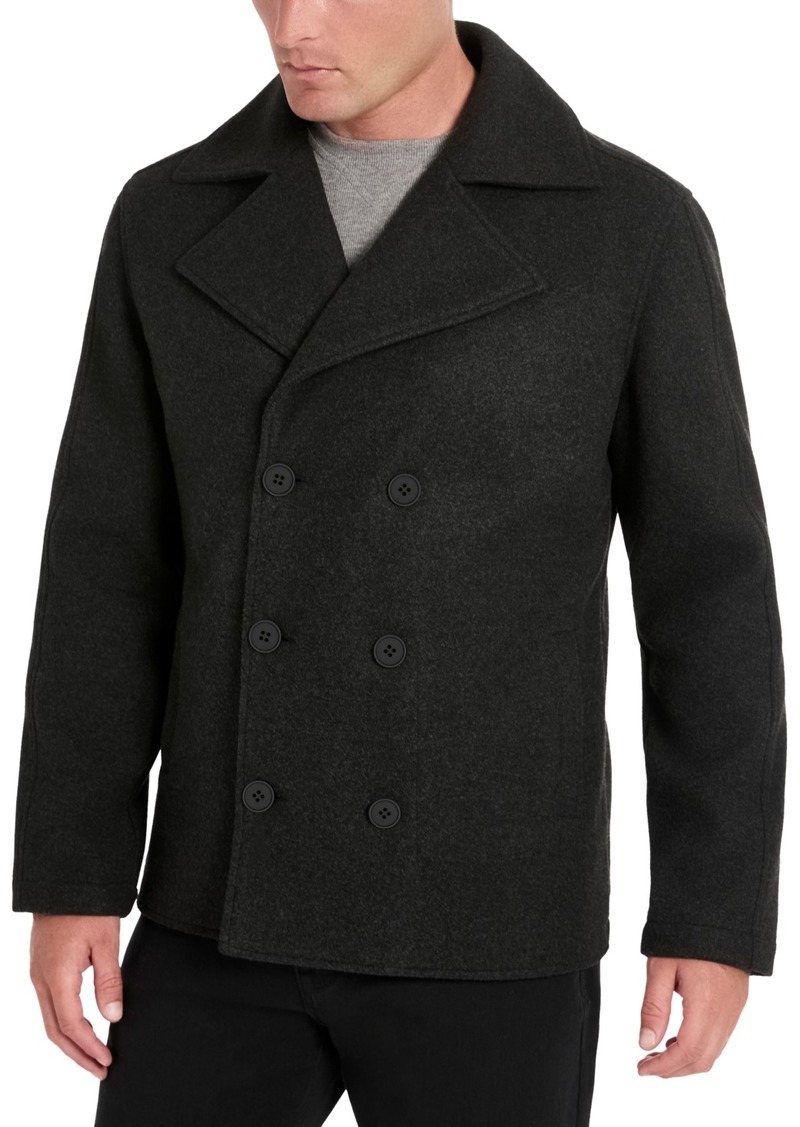 Kenneth Cole Men's Double-Breasted Peacoat - Charcoal