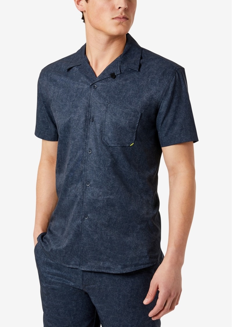 Kenneth Cole Men's Performance Short-Sleeve Resort Camp Shirt - Navy