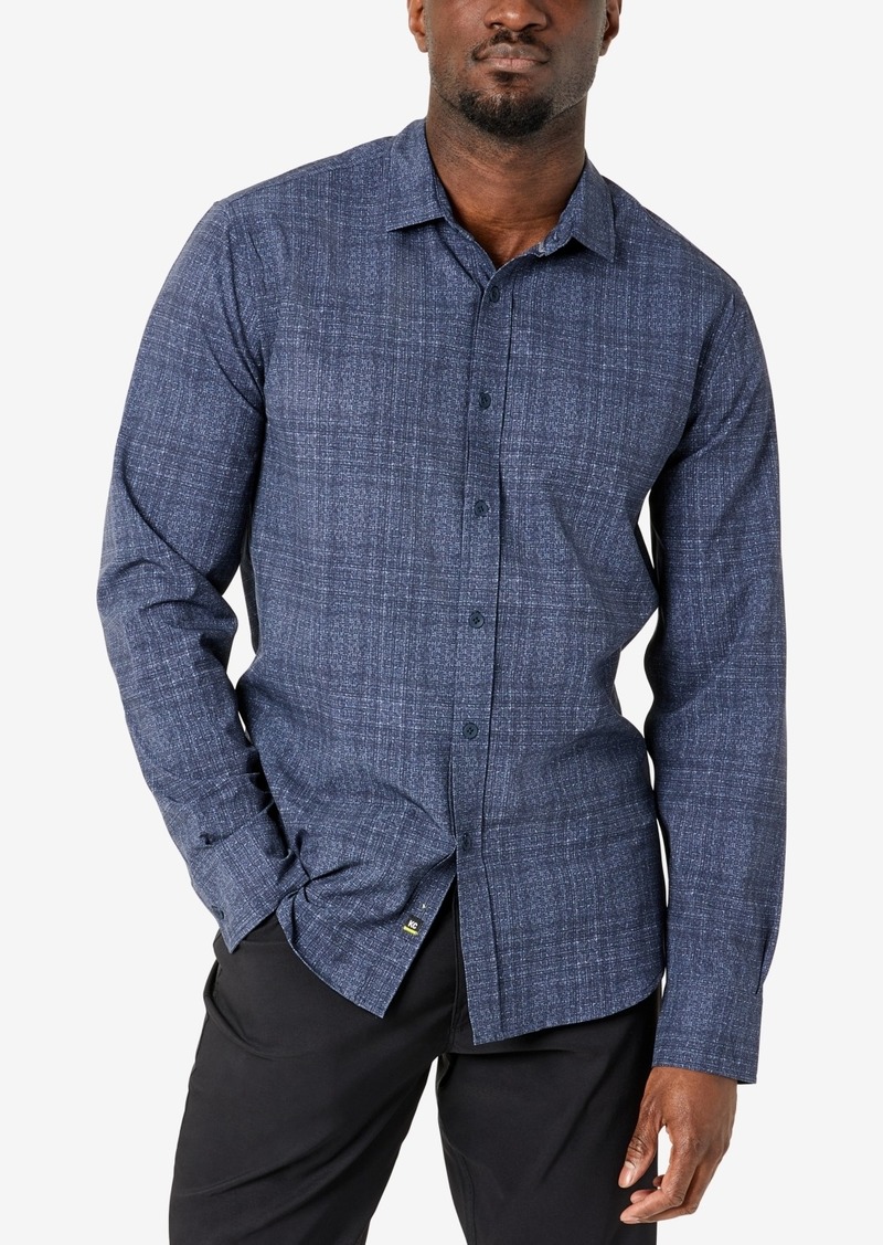 Kenneth Cole Men's Slim Fit Performance Shirt - Navy Line Check