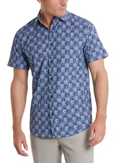 Kenneth Cole Men's Short-Sleeve Sport Shirt - Blue Abstract Floral