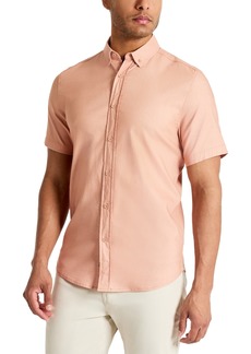 Kenneth Cole Men's Slim Fit Short Sleeve Button-Down Sport Shirt - Coral